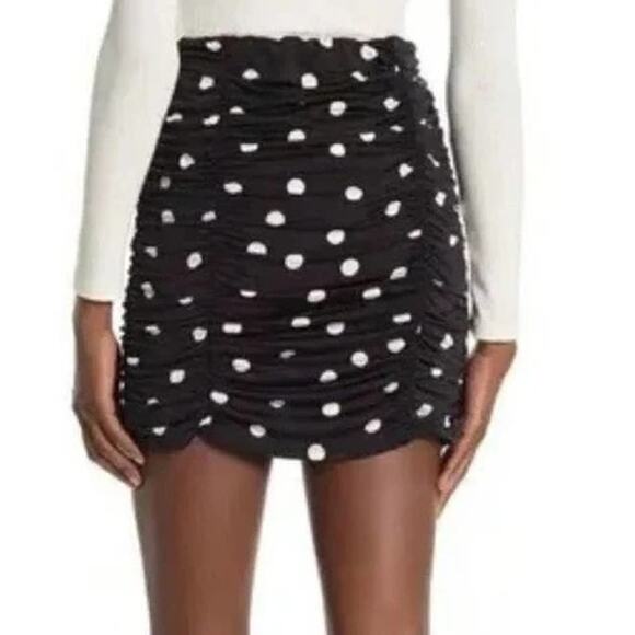 Abound Ruched Scallop Hem Dotted Mini Skirt Sz XL/Extra Large in Black/White NWT - Picture 2 of 4